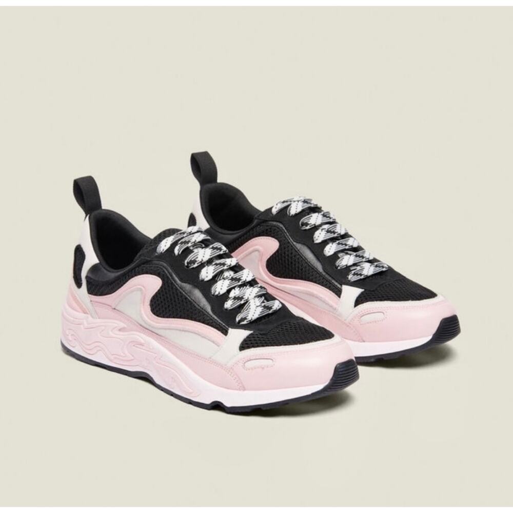 NEW Sandro Flame Fashion Sneakers Pink Black size 37 EU - Picture 1 of 9